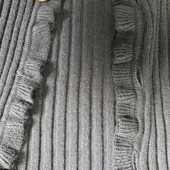 Black Ribbed Button-Up Sweater Cardigan - Picture 2 of 6